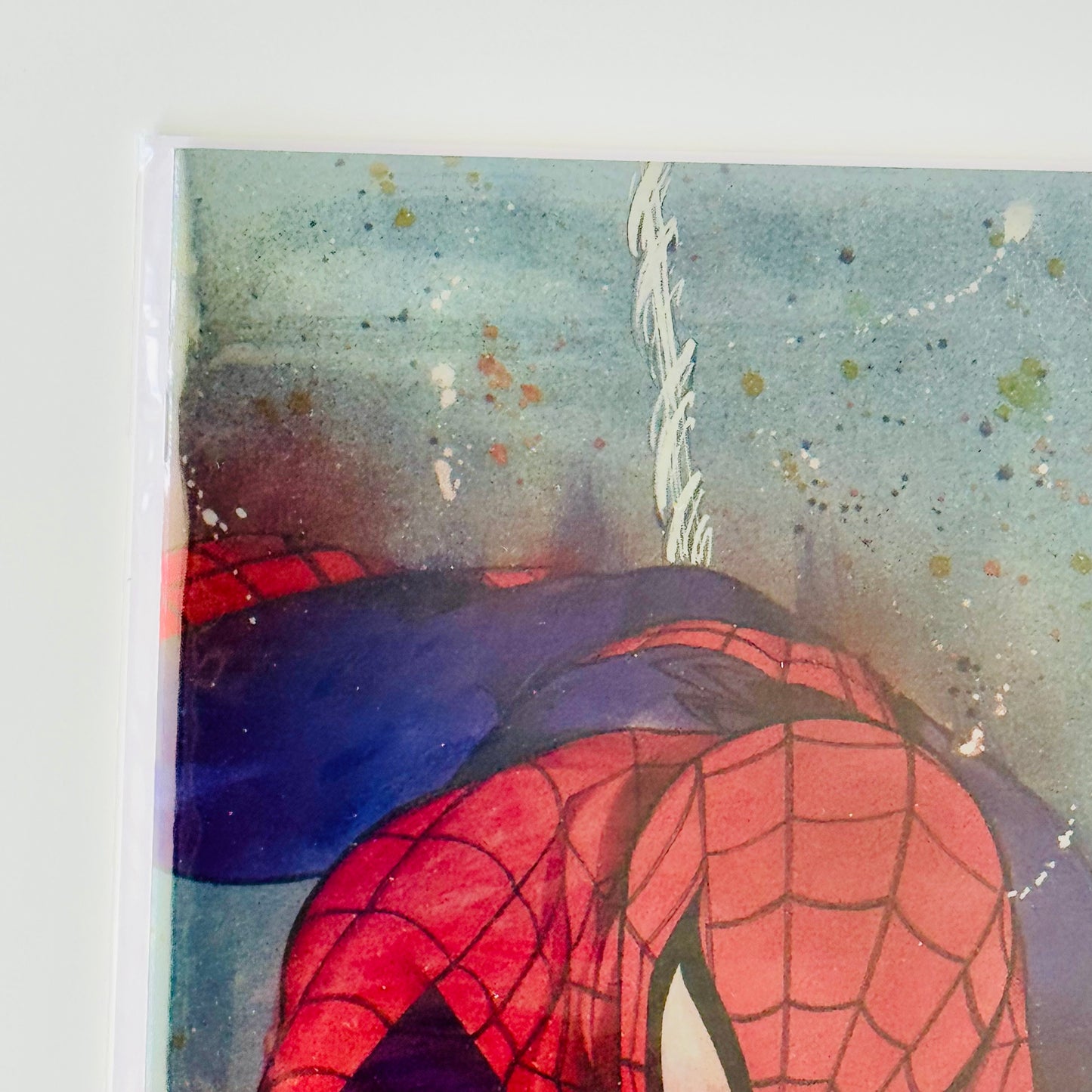 Close-up of top left corner of Amazing Spider-Man #1 Peach Momoko Foil Variant