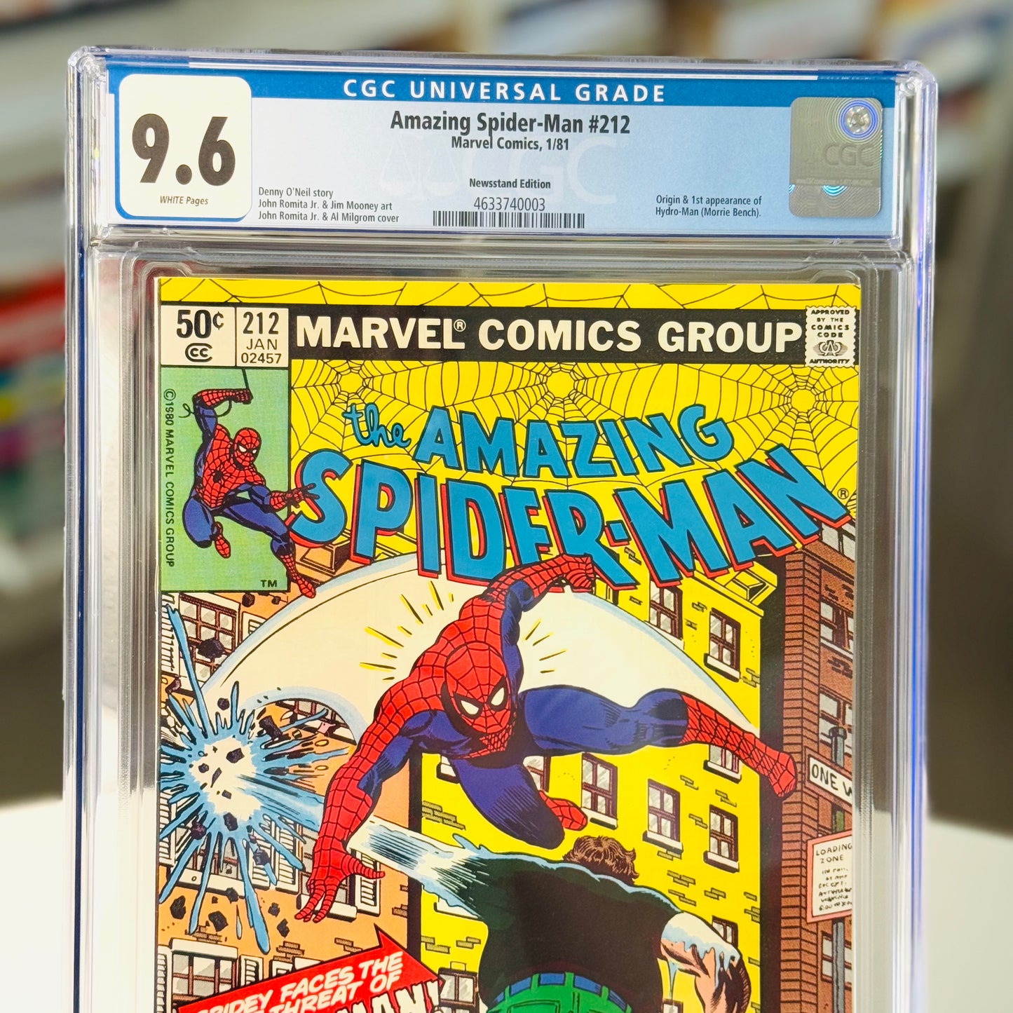 Close-up of CGC 9.6 label details for Amazing Spider-Man #212 Newsstand Edition