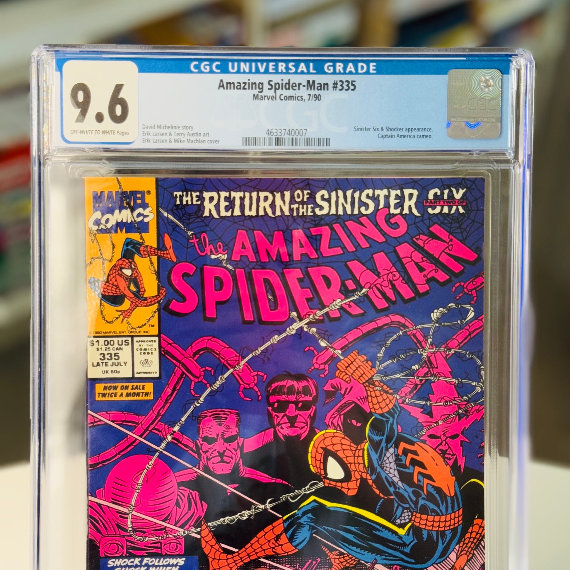 Close-up of CGC 9.6 label for Amazing Spider-Man #335