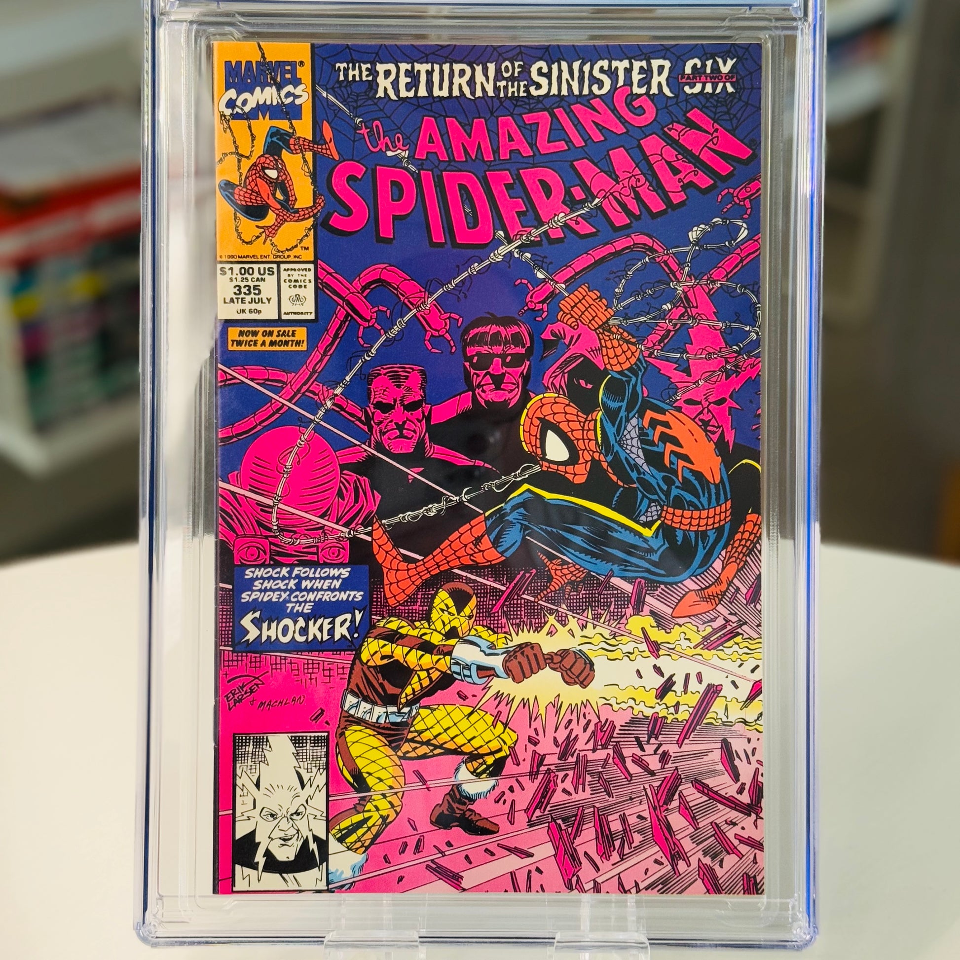 Amazing Spider-Man #335 – cover showing Spider-Man surrounded by Sinister Six villains