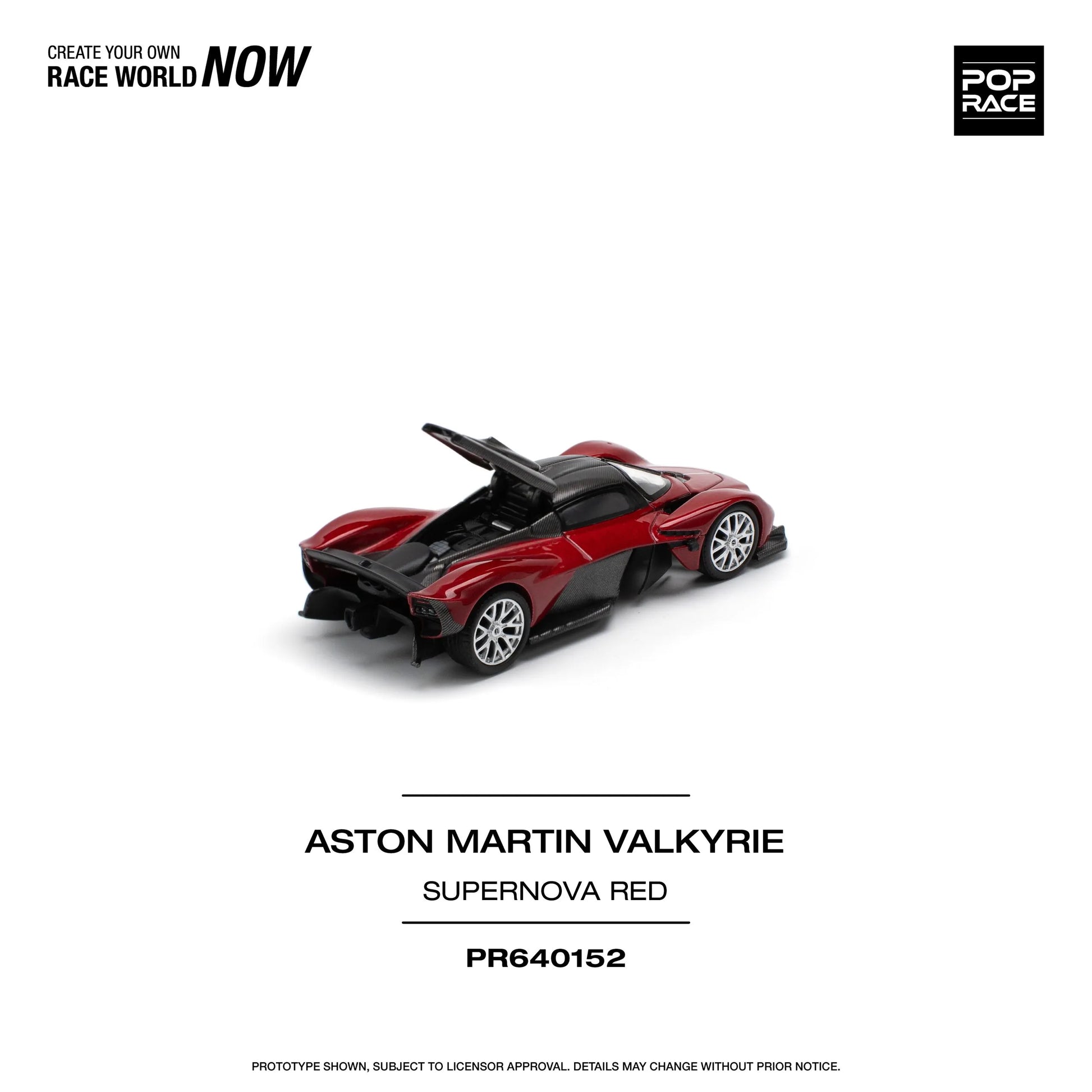 Rear view of 1:64 Aston Martin Valkyrie Supernova Red model by Pop Race