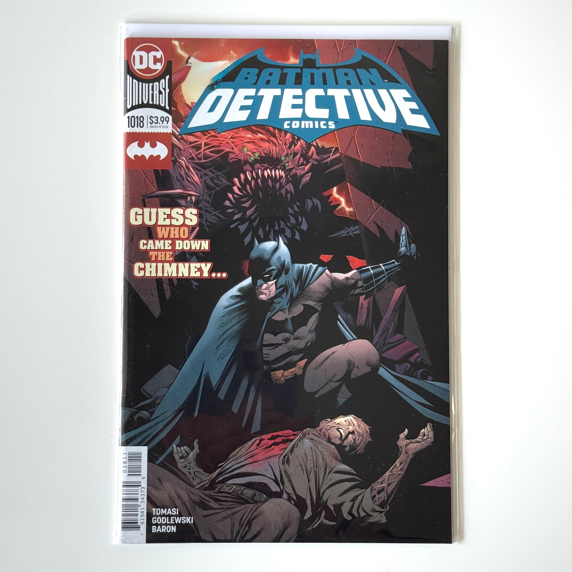 Batman Detective Comics #1018 (2020) DC Comics cover showing Batman in snowy Gotham