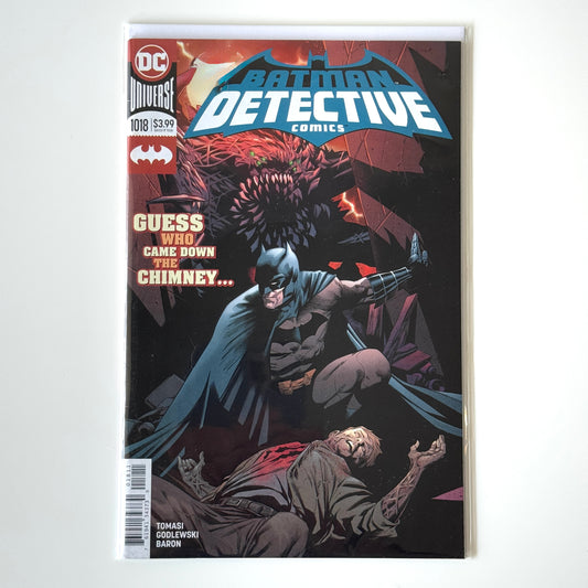 Batman Detective Comics #1018 (2020) DC Comics cover showing Batman in snowy Gotham