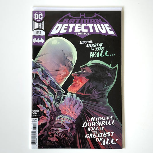 Batman Detective Comics #1030 (2020) DC Comics cover with Batman and masked protestors