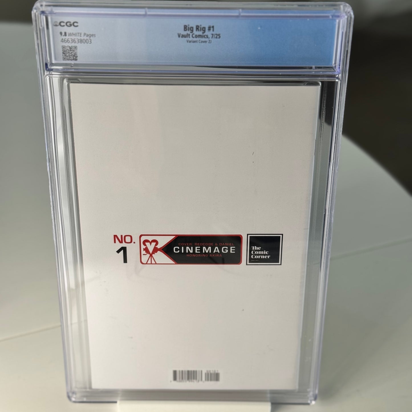 Back of Big Rig #1 CGC 9.8 graded comic slab