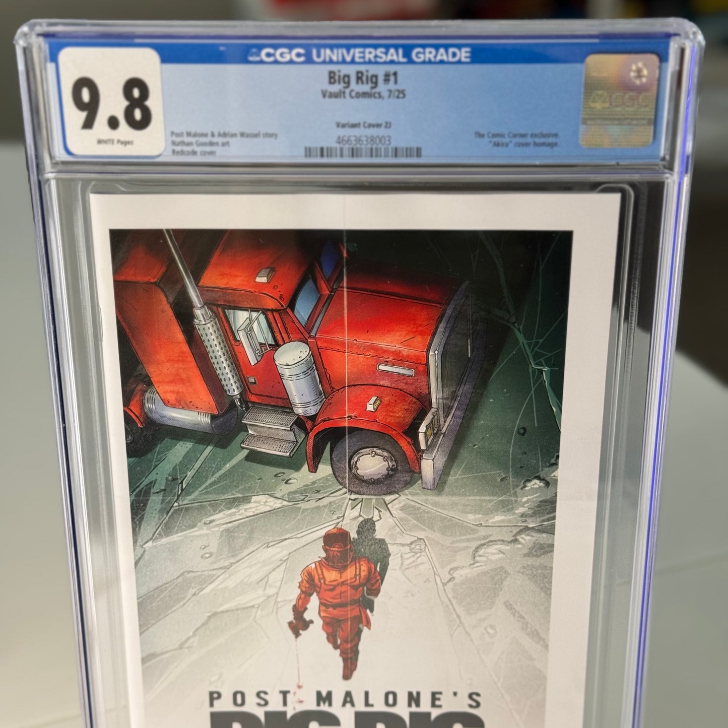 CGC 9.8 label for Big Rig #1 Vault Comics Comic Corner exclusive