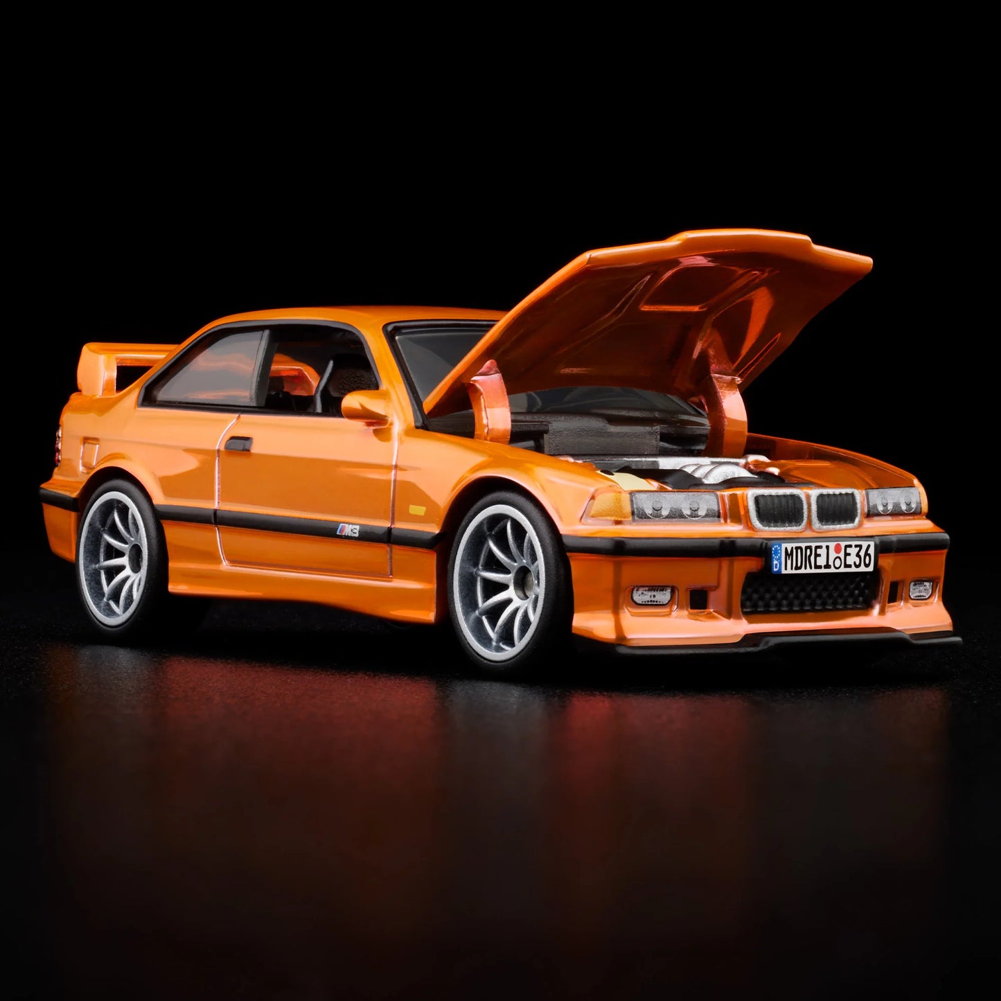 Opening hood revealing euro-spec engine in M3 LTW diecast model
