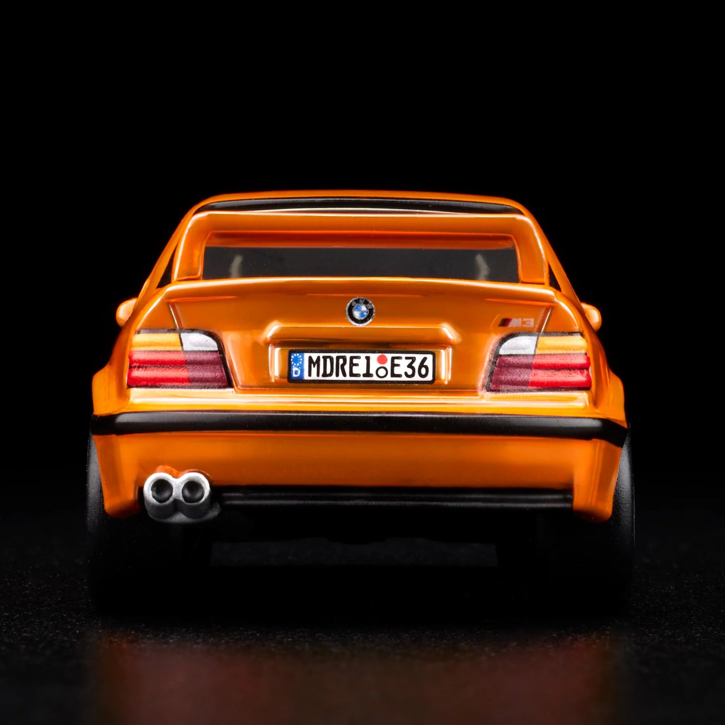 Rear view of 1995 BMW M3 LTW RLC diecast model by Hot Wheels