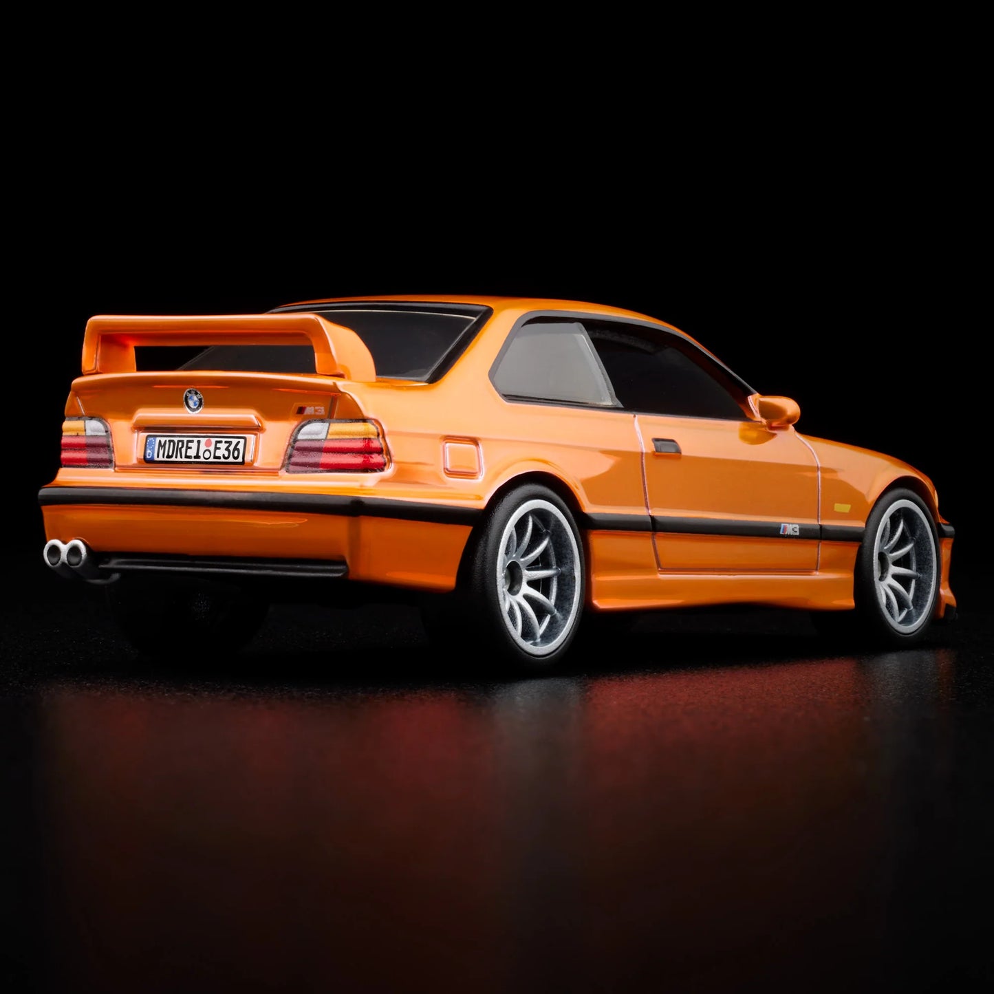 Rear view of 1995 BMW M3 LTW RLC diecast model by Hot Wheels