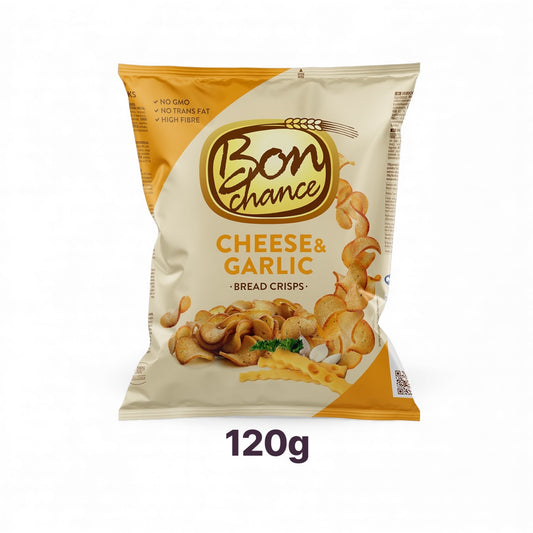 Bon Chance Cheese & Garlic Crisps – Crunchy Lithuanian Snack in 120g