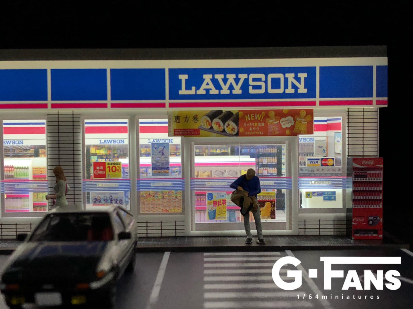 Lawson diorama setup with ambient lighting for night scene photography