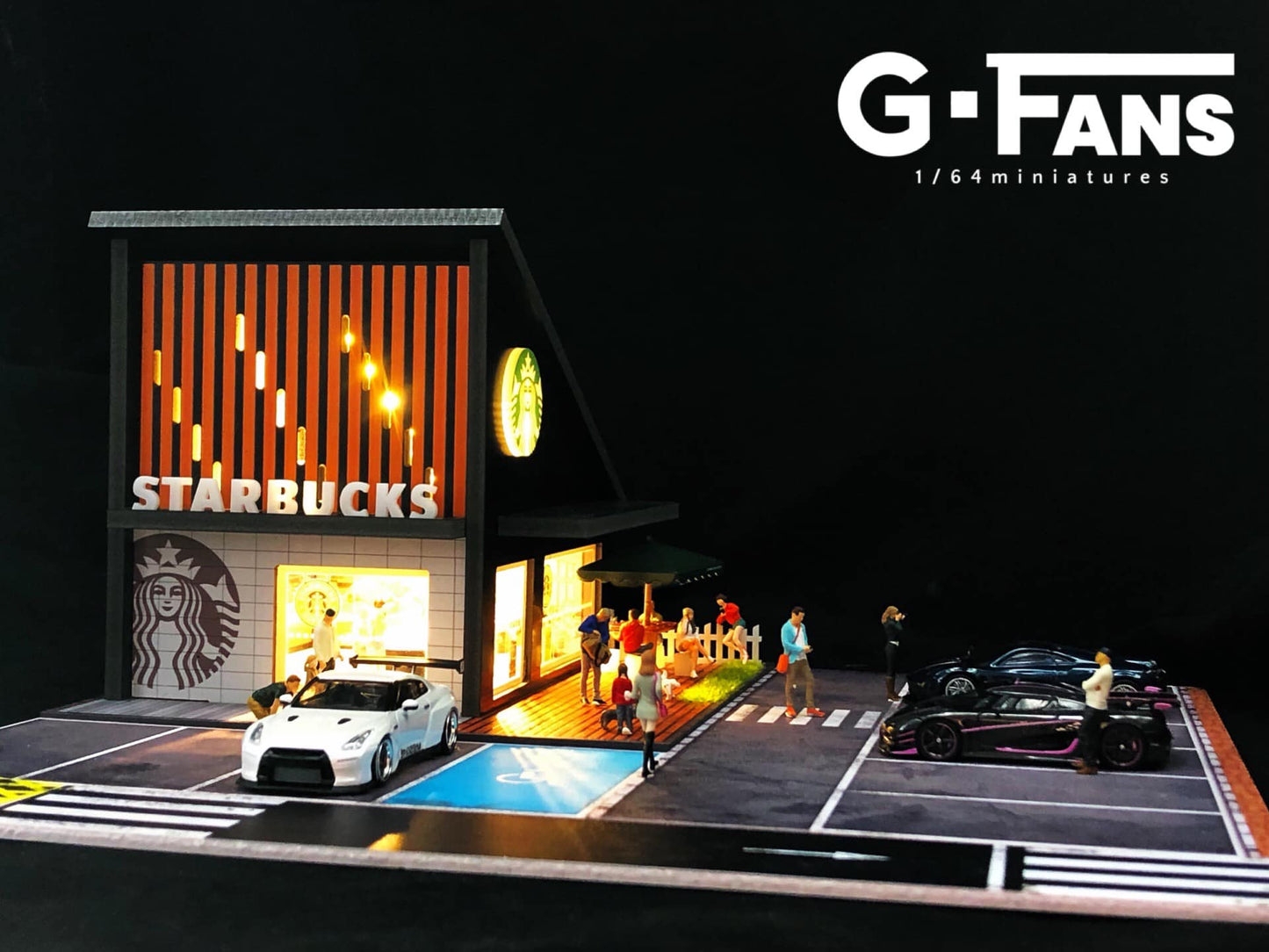 Fully assembled G-Fans Starbucks diorama ready for display