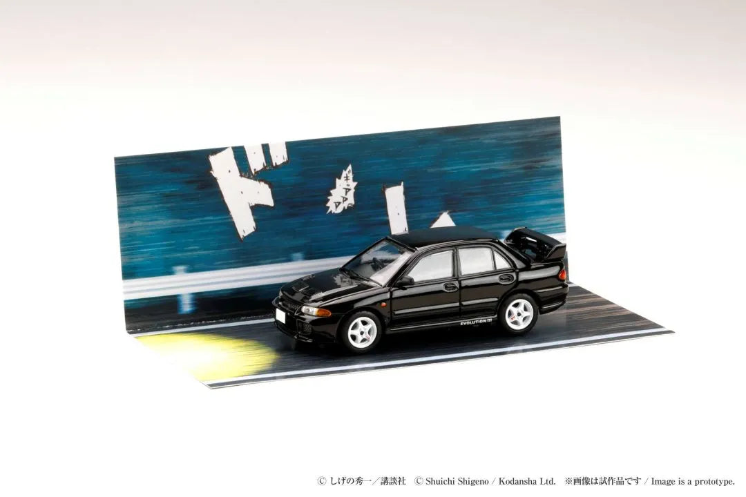 Mitsubishi Lancer Evo III RS Initial D 30th Anniversary 1:64 diecast front angle