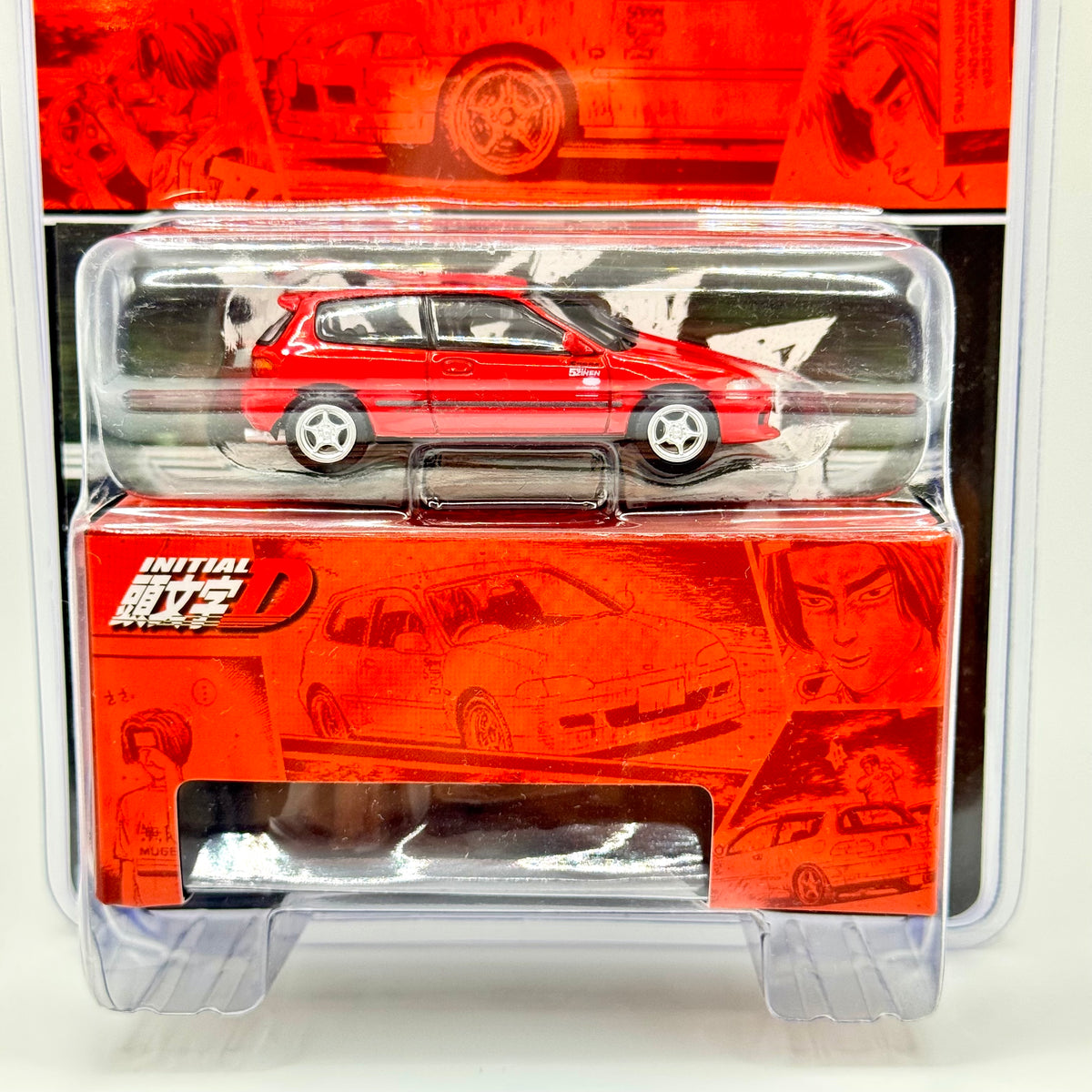 Hobby Japan Honda Civic EG6 Night Kids Initial D 30th Anniversary Red 1:64 model boxed front angle