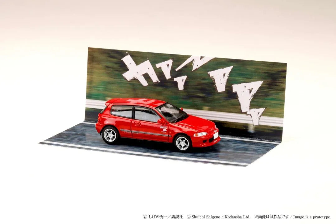 Hobby Japan Honda Civic EG6 Night Kids Initial D 30th Anniversary Red 1:64 diecast model front three-quarter view