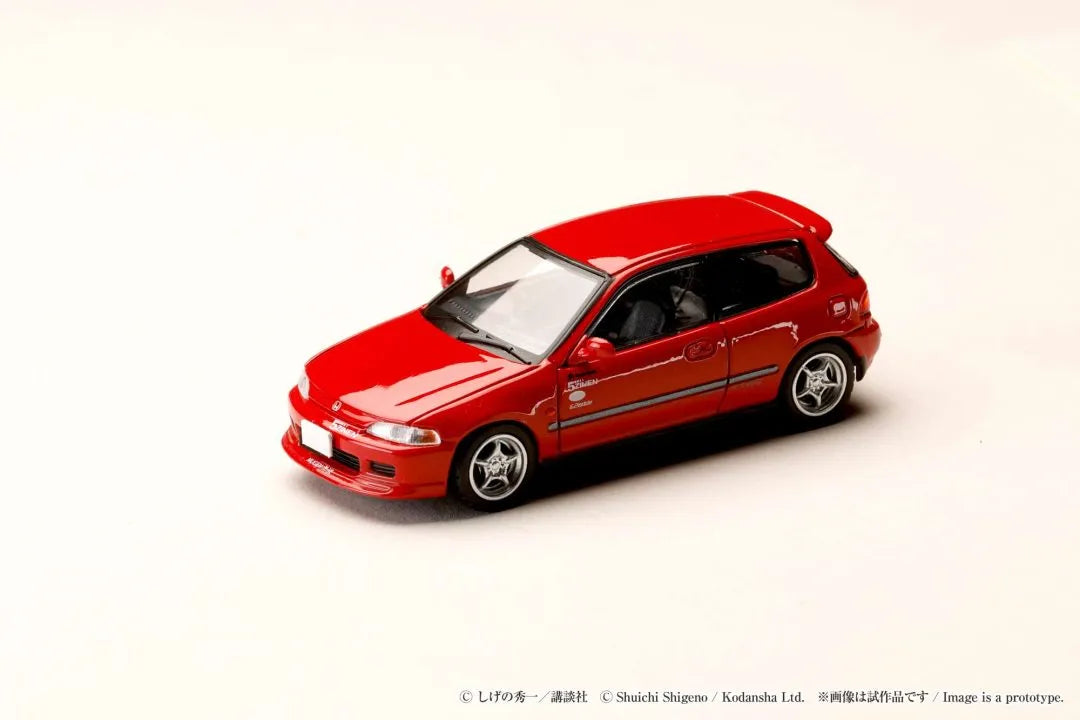 Hobby Japan Honda Civic EG6 Night Kids Initial D 30th Anniversary Red 1:64 diecast model front view