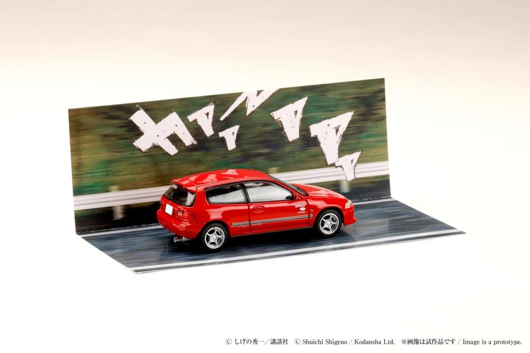 Hobby Japan Honda Civic EG6 Night Kids Initial D 30th Anniversary Red 1:64 diecast model right side view