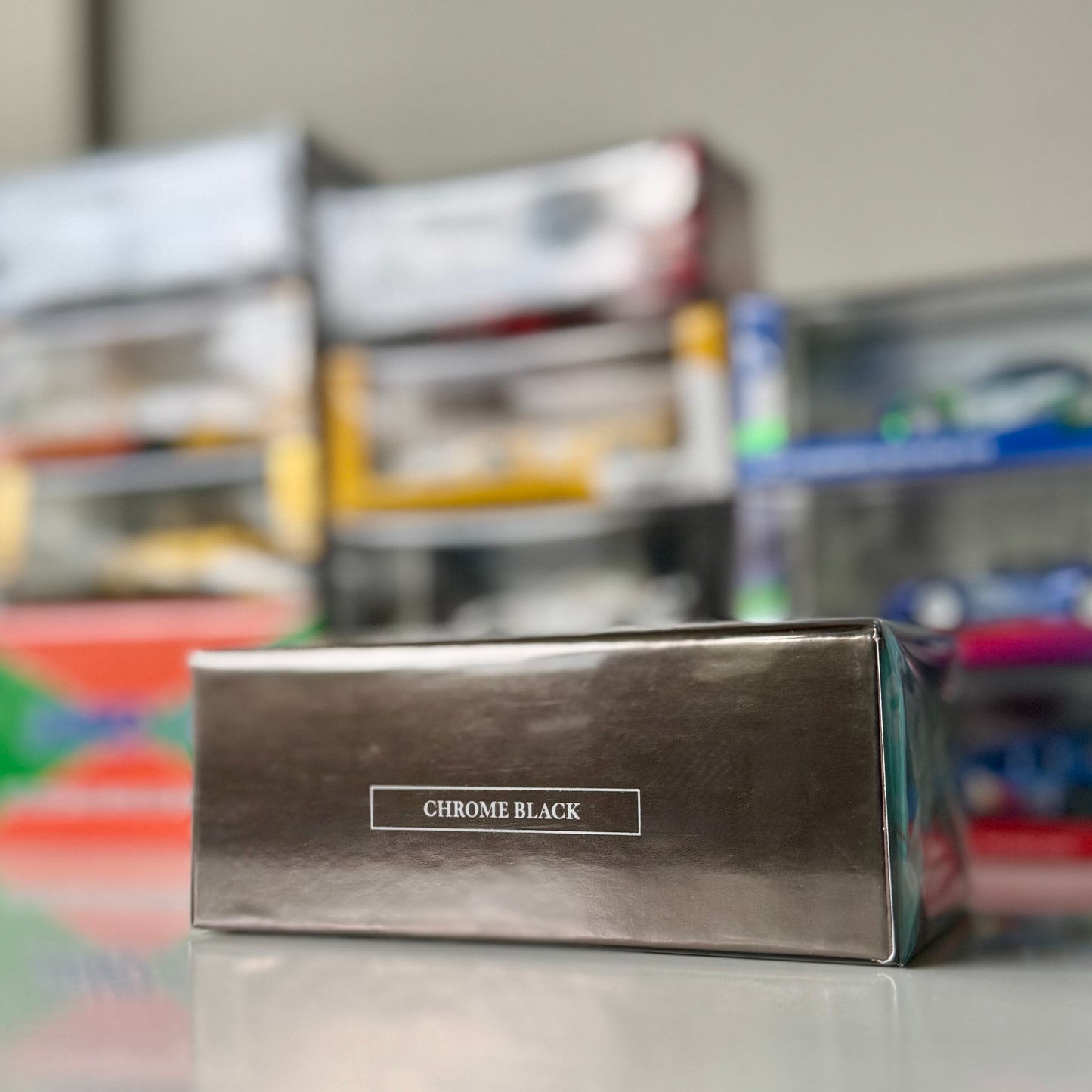 Packaging of INNO64 Ferrari F40 LBWK Chrome Black 1:64 