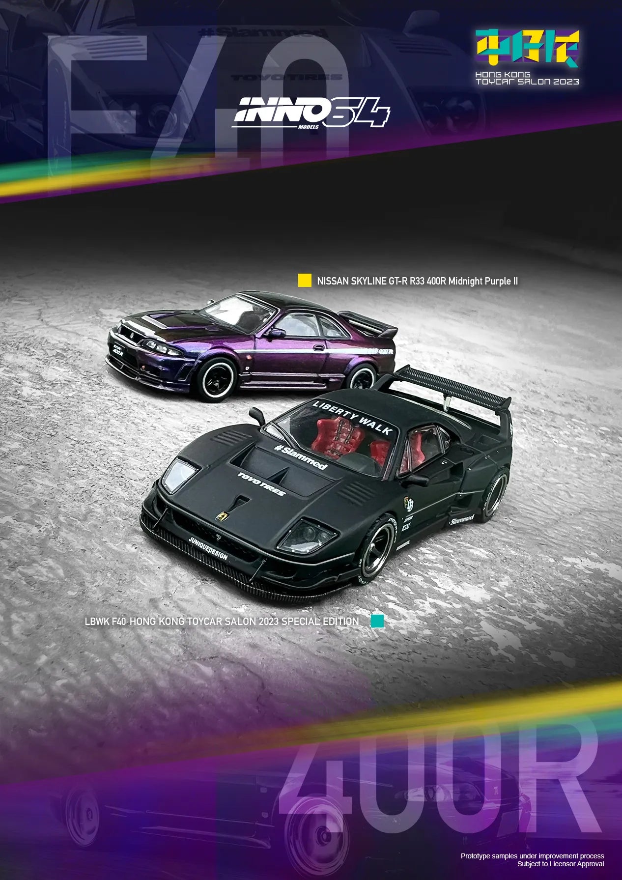 Ferrari F40 LBWK widebody matte black left side profile Inno64