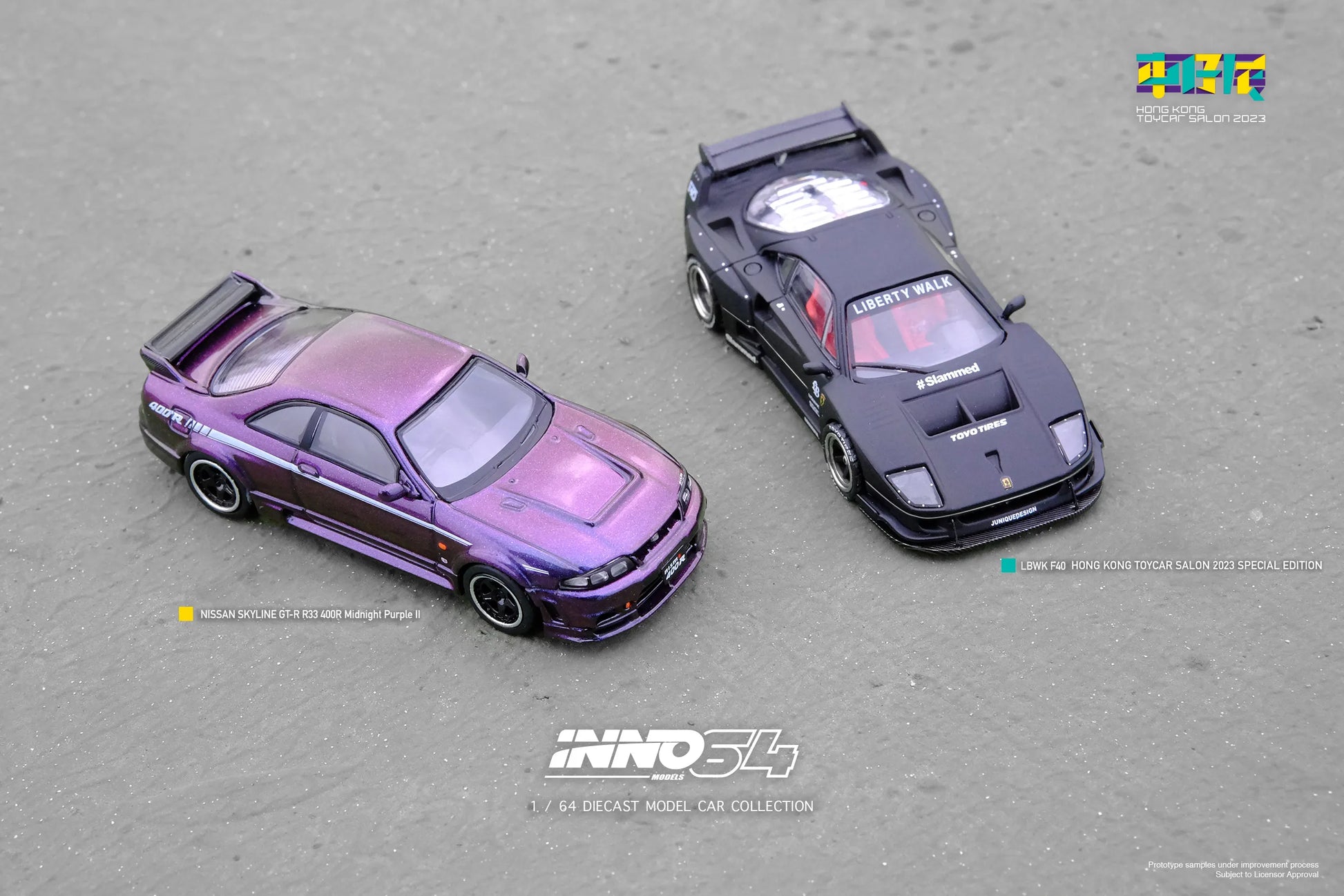 Inno64 Ferrari F40 LBWK matte black top view 1:64 model