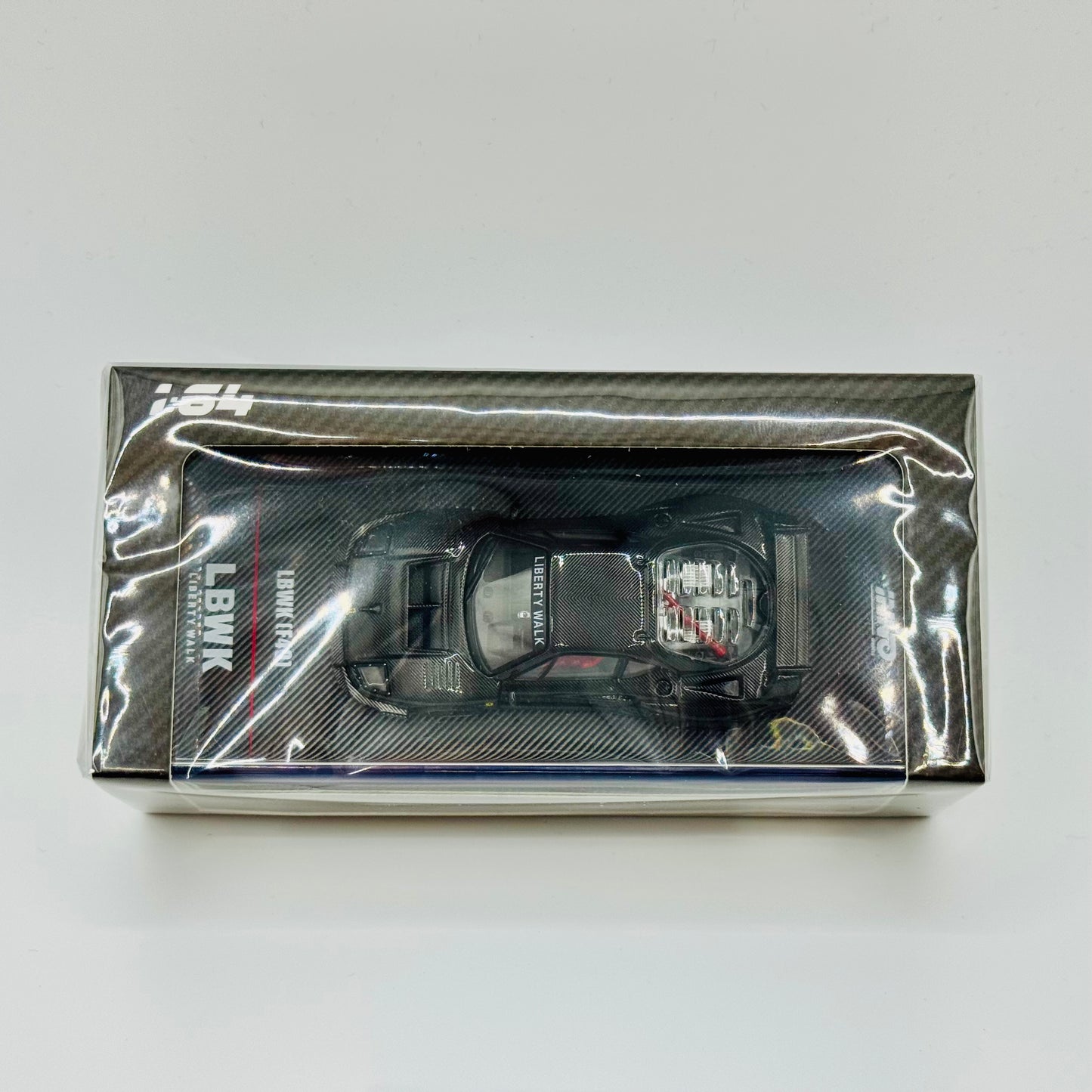 Top view of boxed Inno64 LBWK Ferrari F40 Full Carbon 1:64 model