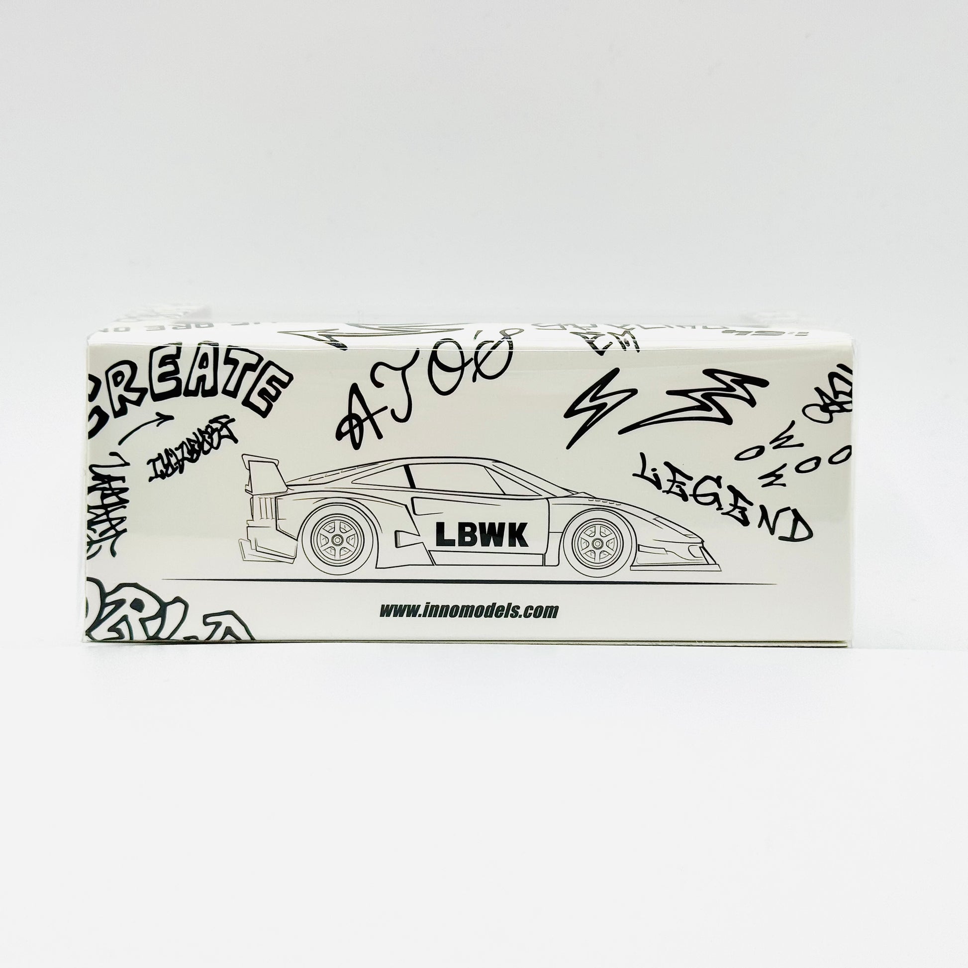 Side view of boxed Inno64 LBWK Ferrari F40 Tokyo Auto Salon 2023