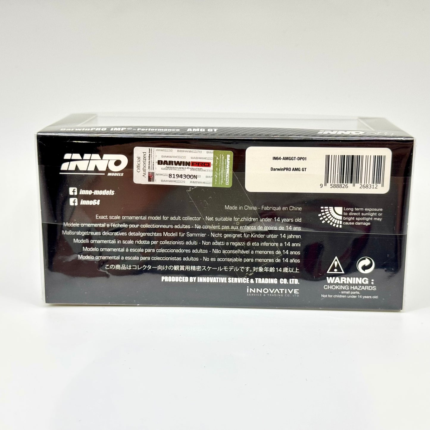 Inno64 Mercedes-Benz AMG GT DARWINPRO Goblin Group Military Green 1:64 diecast model boxed rear view