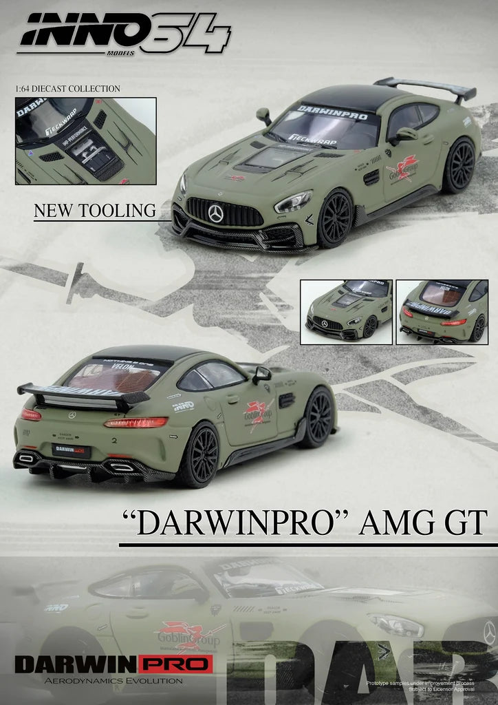 Inno64 Mercedes-Benz AMG GT DARWINPRO Goblin Group Military Green 1:64 detailed view