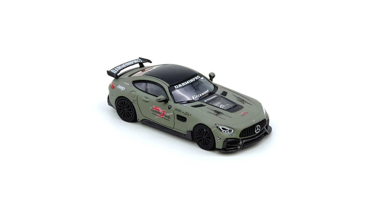 Inno64 Mercedes-Benz AMG GT DARWINPRO Goblin Group Military Green 1:64 diecast model front view