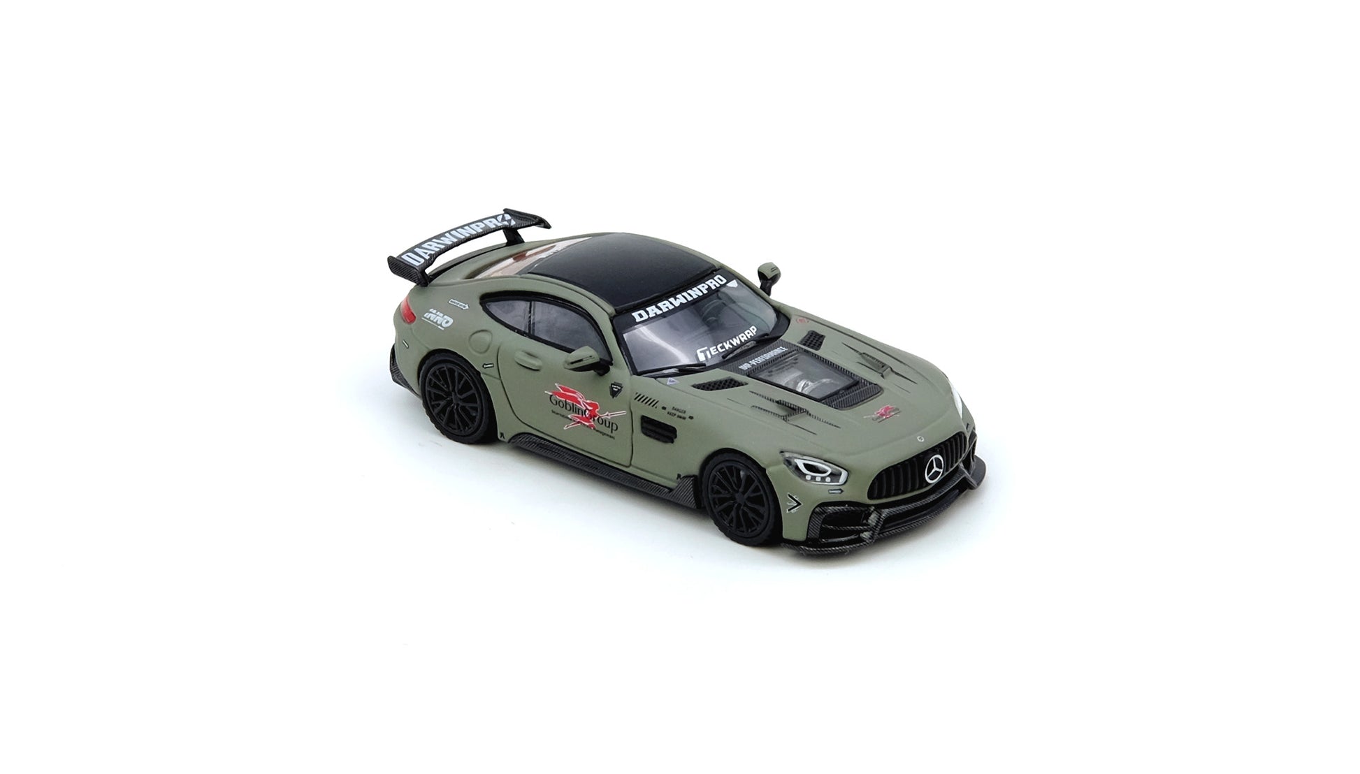 Inno64 Mercedes-Benz AMG GT DARWINPRO Goblin Group Military Green 1:64 diecast model front view