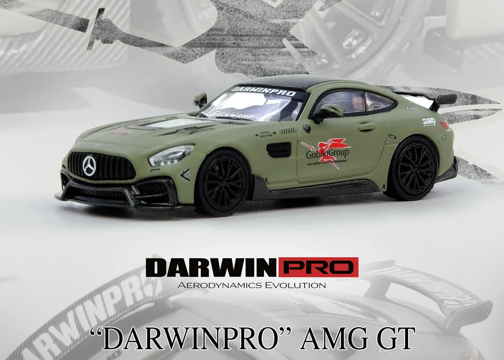 Inno64 Mercedes-Benz AMG GT DARWINPRO Goblin Group Military Green 1:64 detailed wheel view