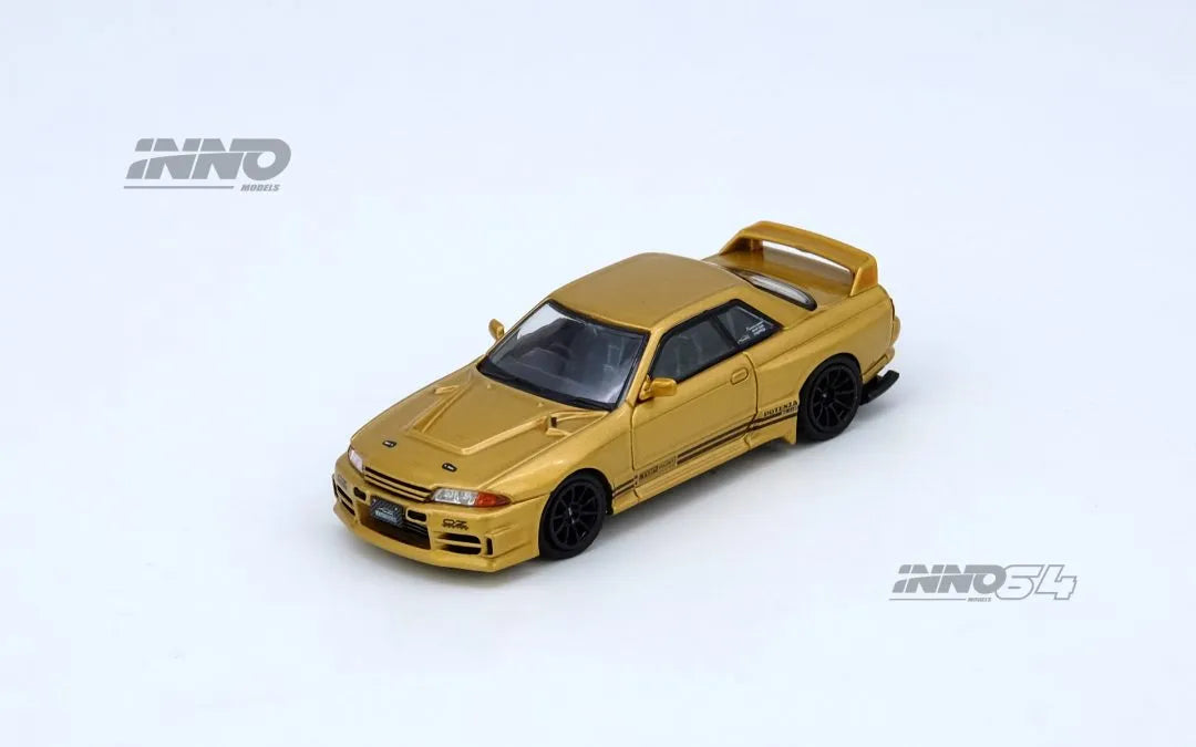 Nissan BNR32 GT-R Top Secret 650R Gold front angle Inno64 1:64 diecast model car