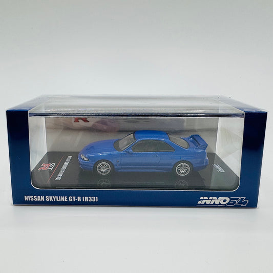 Inno64 Nissan Skyline GT-R R33 Championship Blue 1:64 diecast model box front view