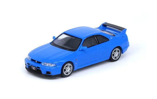 Nissan Skyline GT-R R33 Championship Blue 1:64 diecast model front three-quarter view