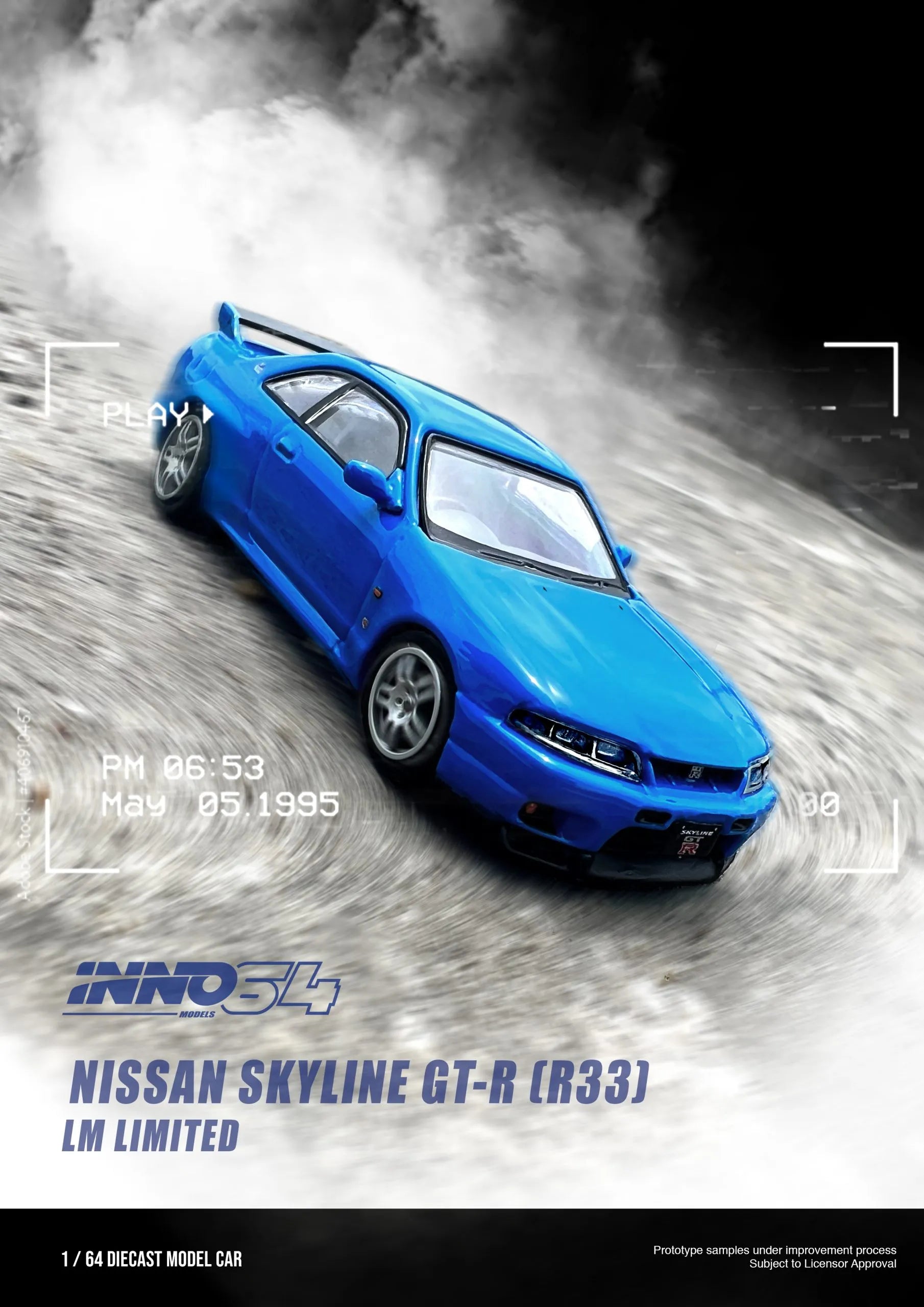 Nissan Skyline GT-R R33 LM Limited front angle Inno64 1:64 diecast model car