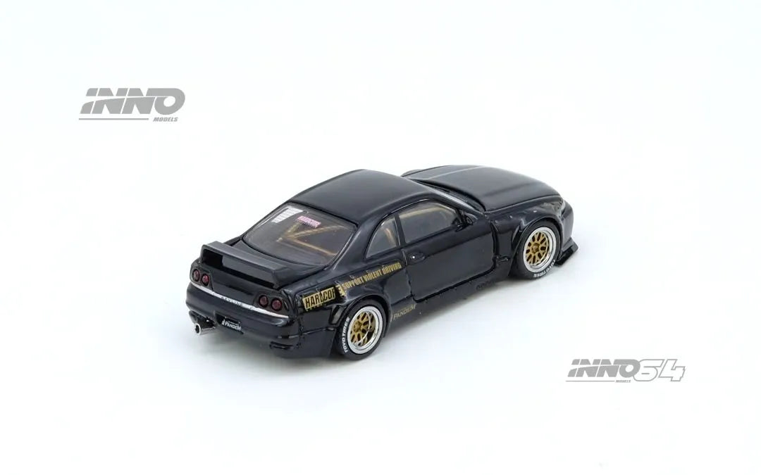 Nissan Skyline GT-R R33 Pandem Black rear angle Inno64 1:64 diecast