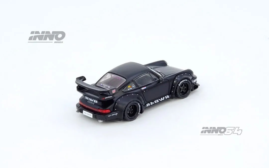 Inno64 Porsche RWB 964 Matt Black 1:64 diecast model rear view