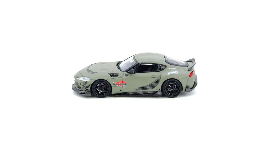 Inno64 Toyota Supra A90 DARWINPRO Matt Green 1:64 diecast model left side view