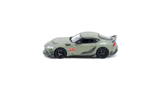 Inno64 Toyota Supra A90 DARWINPRO Matt Green 1:64 diecast model left side view