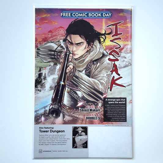 Cover of Issak #1 (2025) Free Comic Book Day comic by Kodansha featuring samurai action scenes