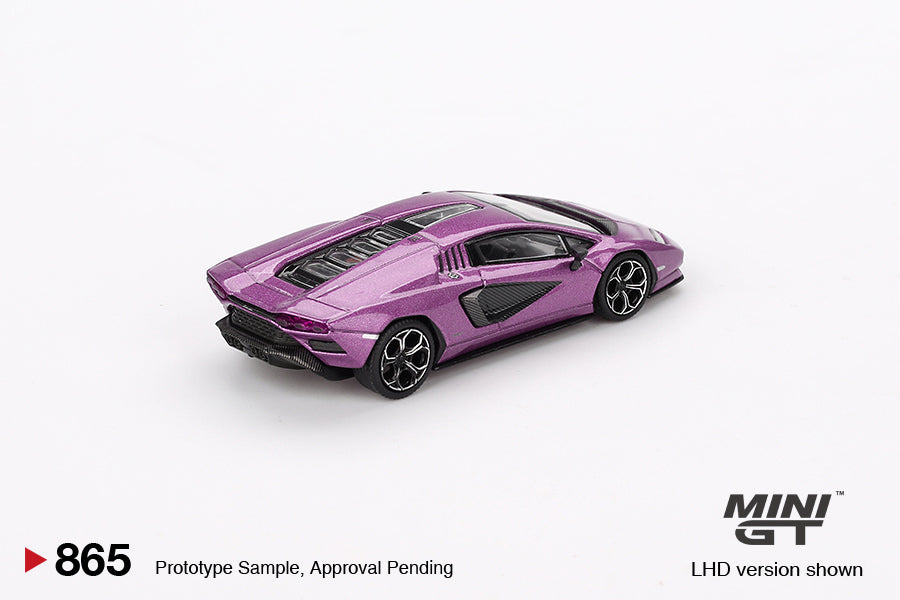 Rear angle of 1:64 Lamborghini Countach LPI 800-4 diecast model by Mini GT