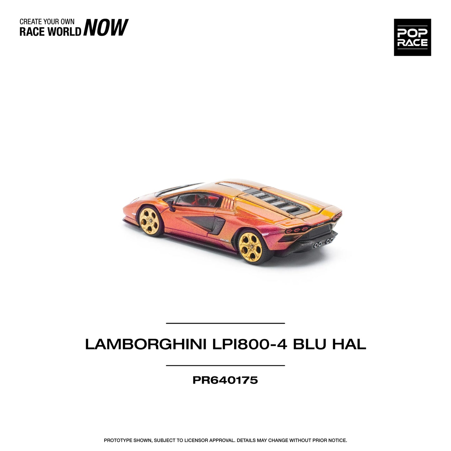 Rear view of Pop Race Lamborghini Countach LPI 800-4 Blu Hal collectible model