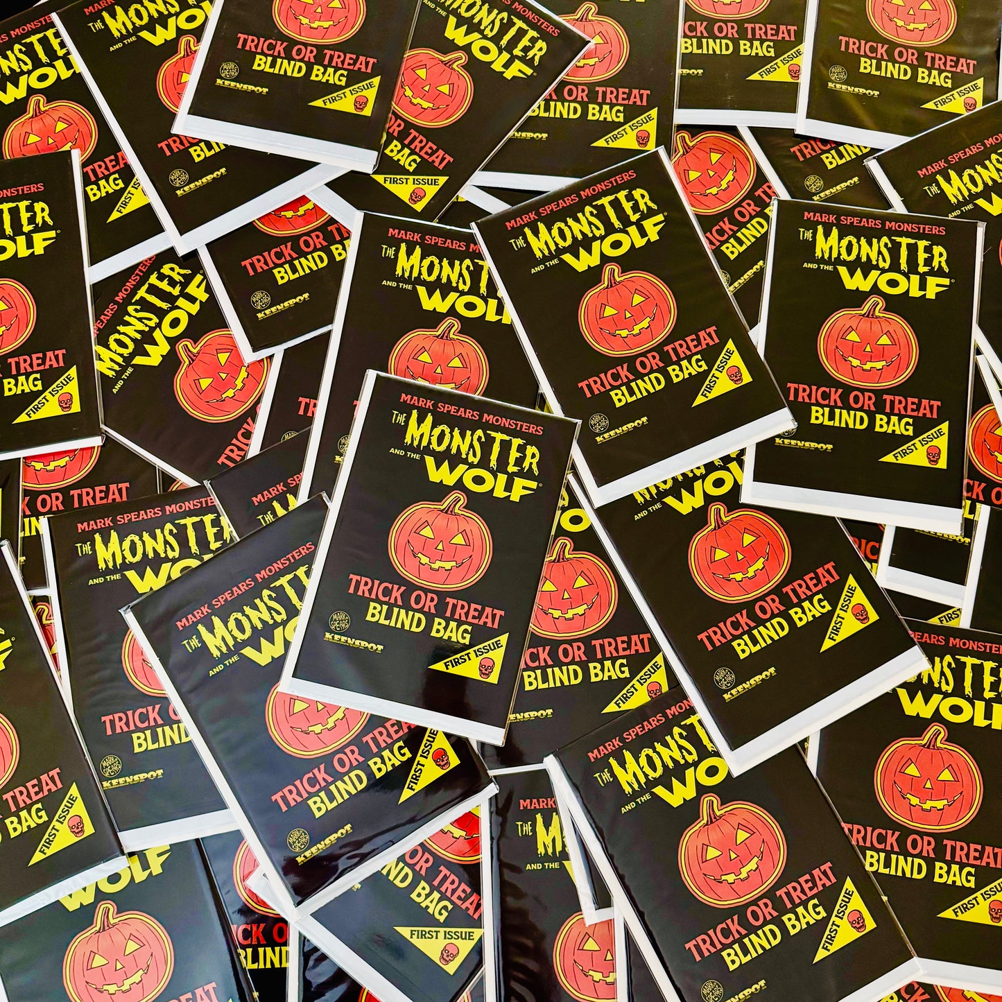 Stack of Mark Spears Monsters: The Monster and the Wolf #1 Blind Bag comics with assorted variant covers