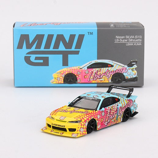 Mini GT MGT00743 Nissan Silvia S15 LB Super Silhouette KUMA 1:64 diecast box front and unboxed