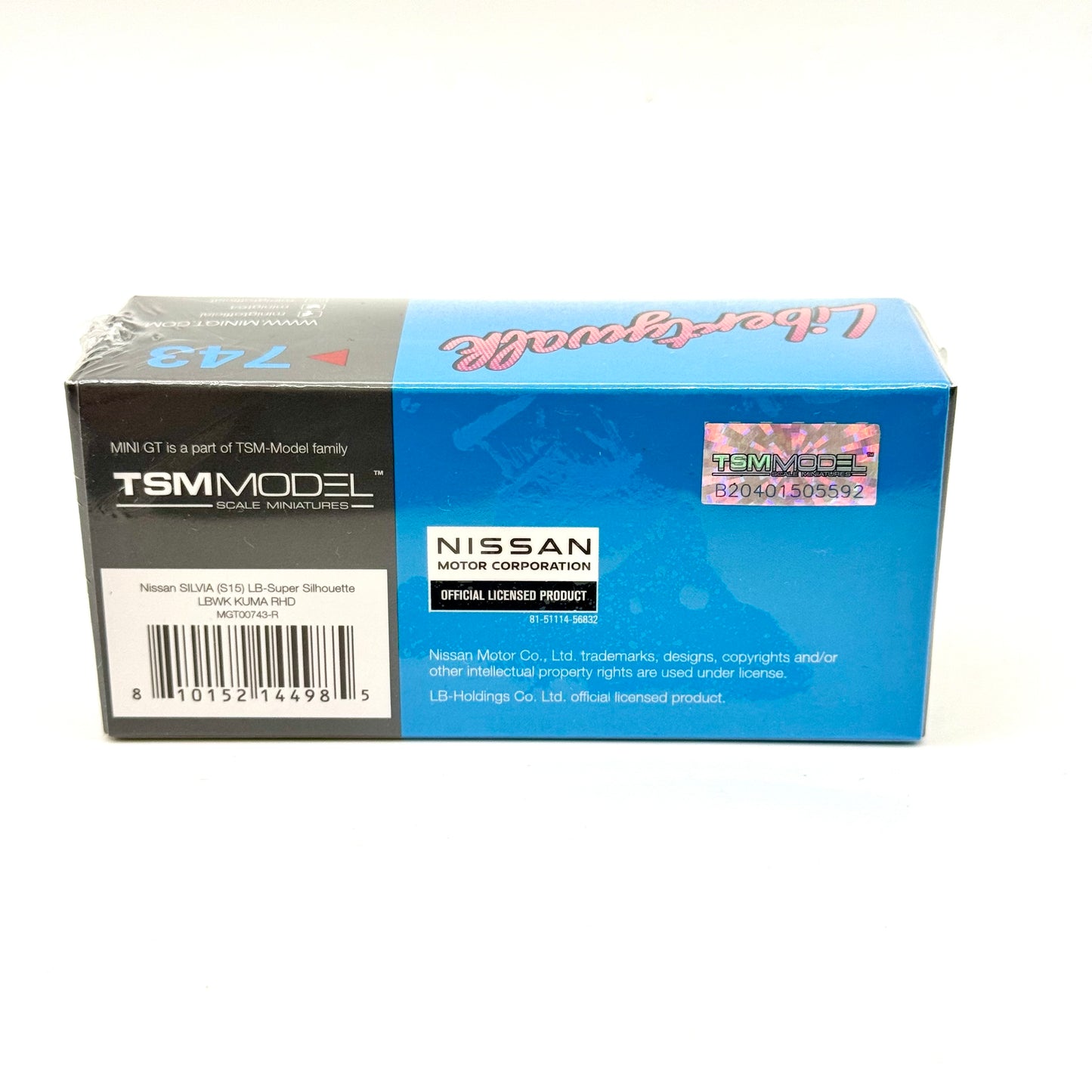 Mini GT Nissan Silvia S15 LB Super Silhouette KUMA 1:64 diecast box side