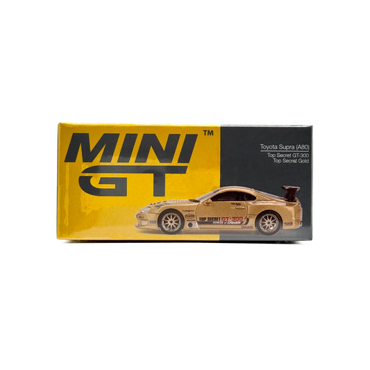 Mini GT MGT00961 Toyota Supra A80 Top Secret GT-300 Gold 1:64 diecast box front