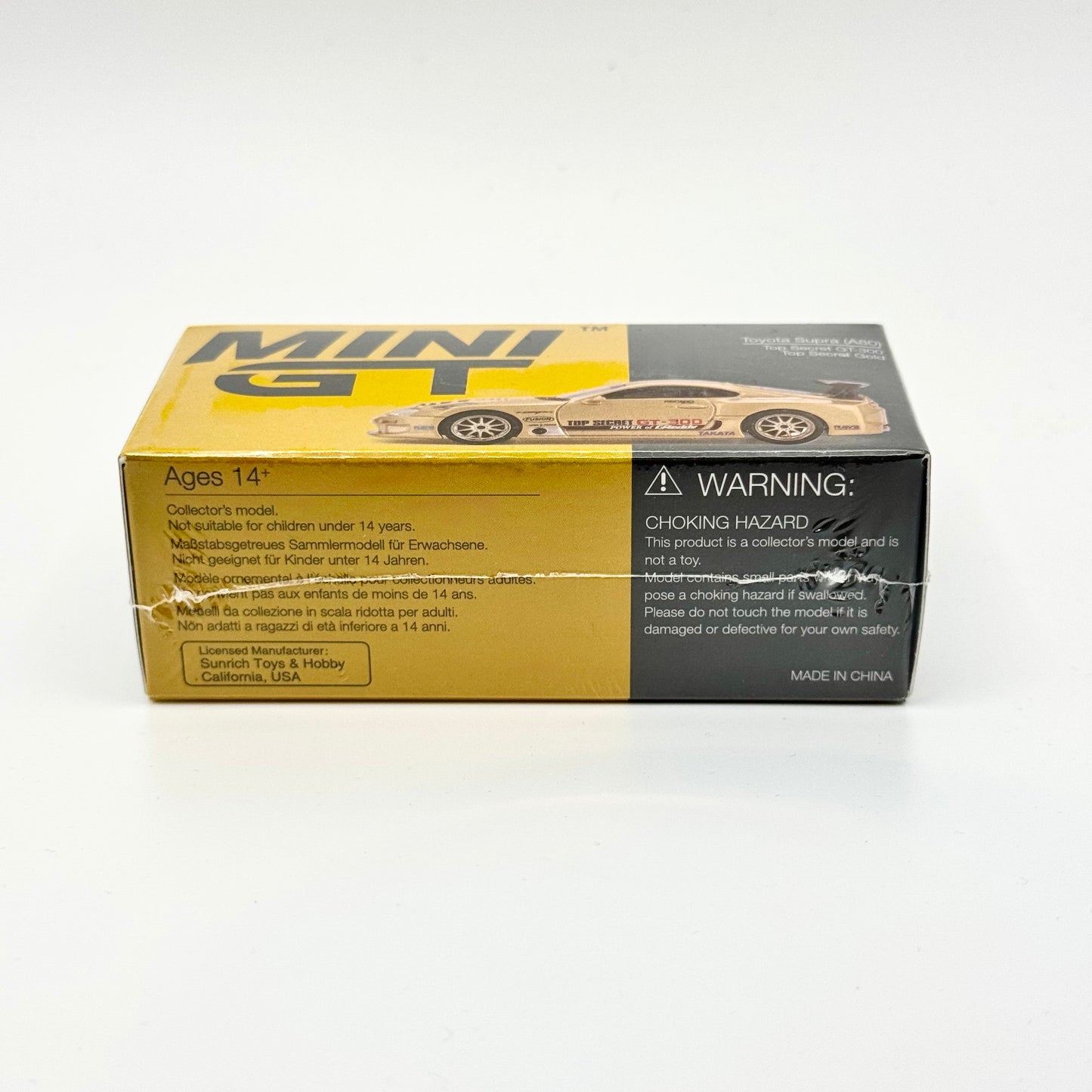 Top Secret Supra GT-300 Gold diecast packaging rear view