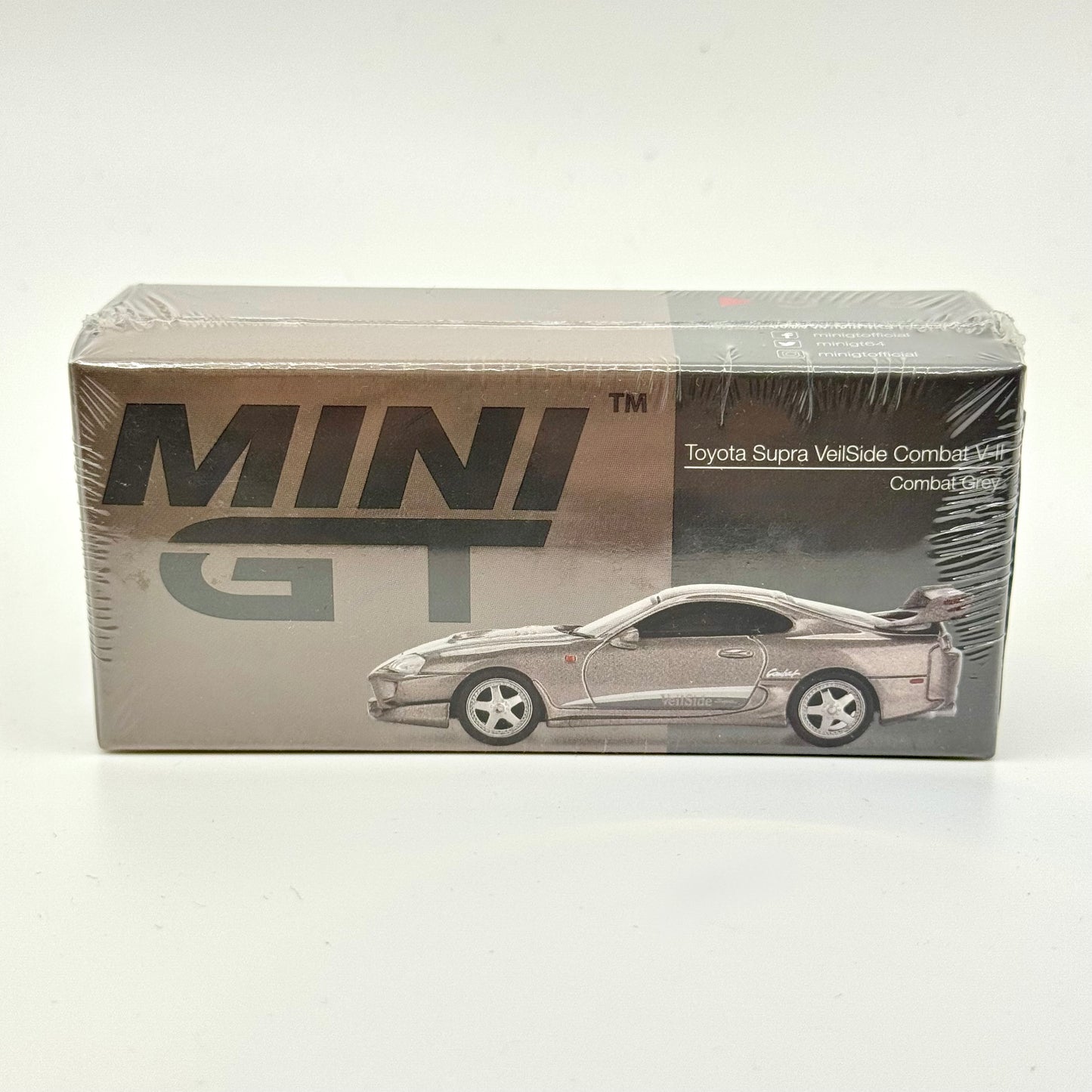 Mini GT MGT00978-R Toyota Supra VeilSide Combat V-II Combat Grey RHD 1:64 diecast box front