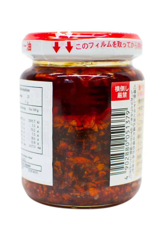Jar of Momoya Sukoshi Karai RA-YU mild chili oil 110g