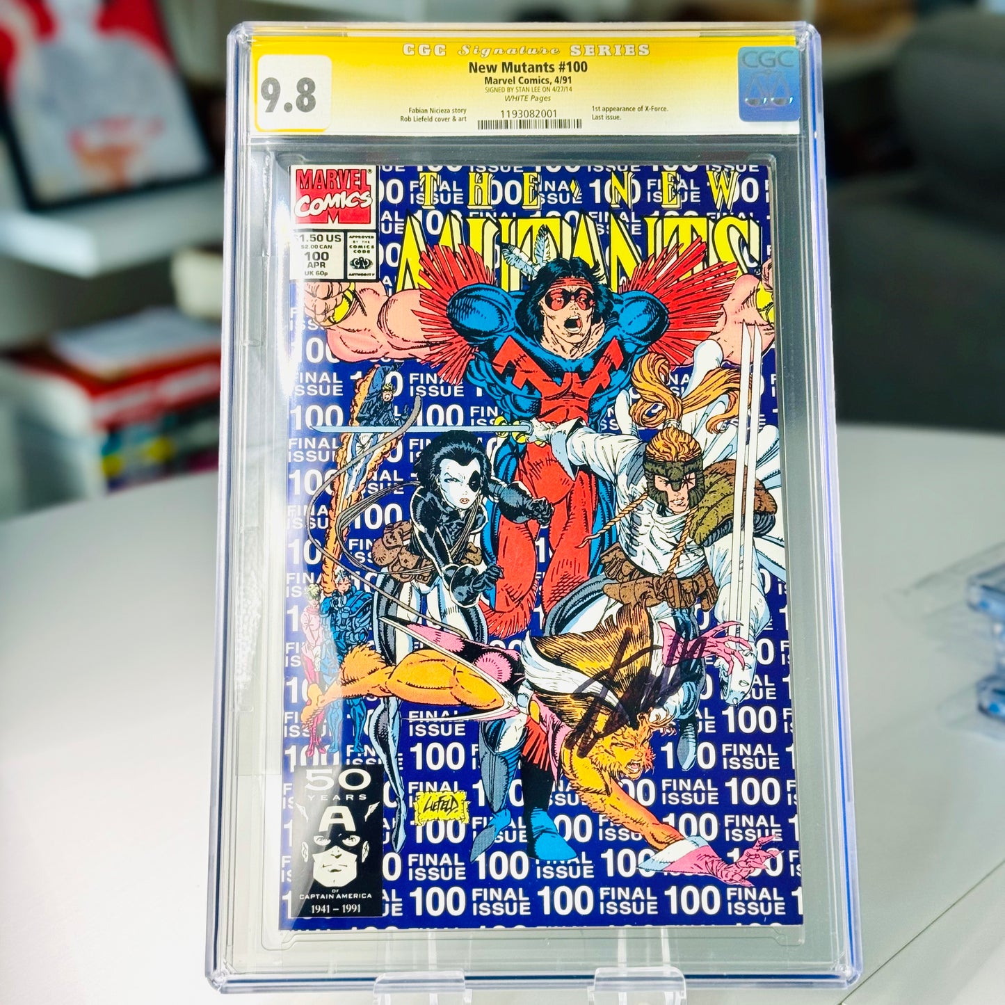 New Mutants #100 CGC 9.8 Signed by Stan Lee – full slab front view